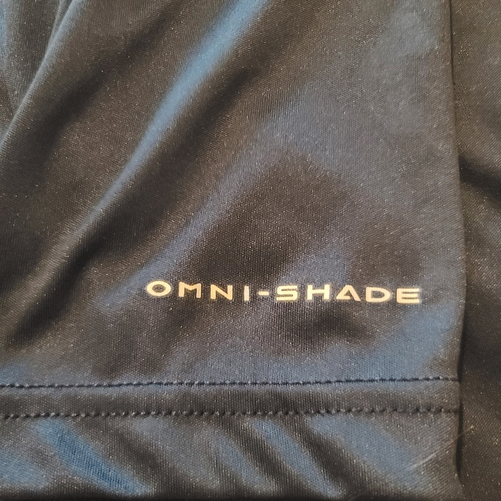 Columbia Navy Long-Sleeve Performance Tee with Orange Sleeve Branding. H-6 - Picture 5 of 5
